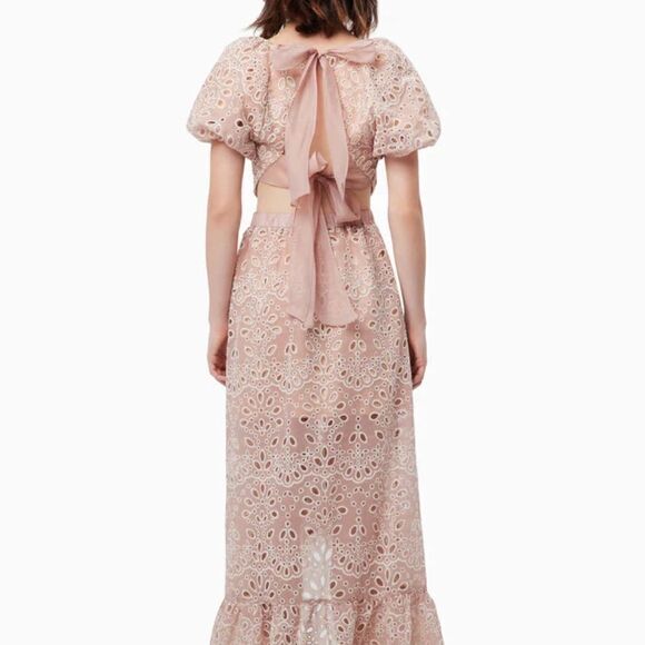 NWT $330 ELLIATT Melancholy Eyelet Maxi Dress in Pink Blush Size XS - Picture 6 of 13